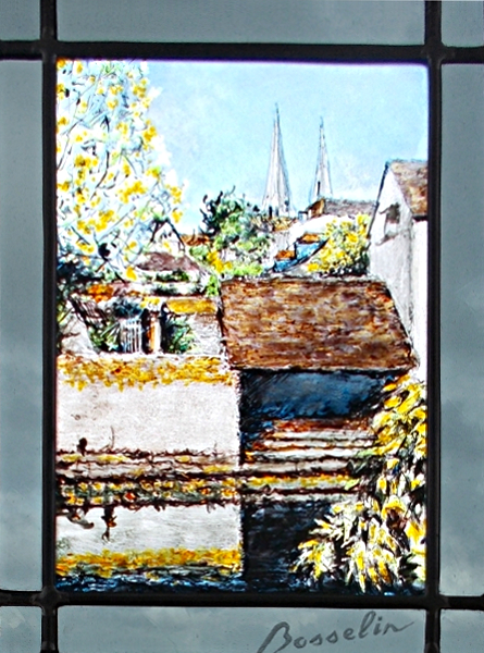 Chartres, le lavoir,galerie du vitrail, Bosselin peintre verrier, Fécamp